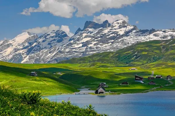 Swiss mountain villages and landscape